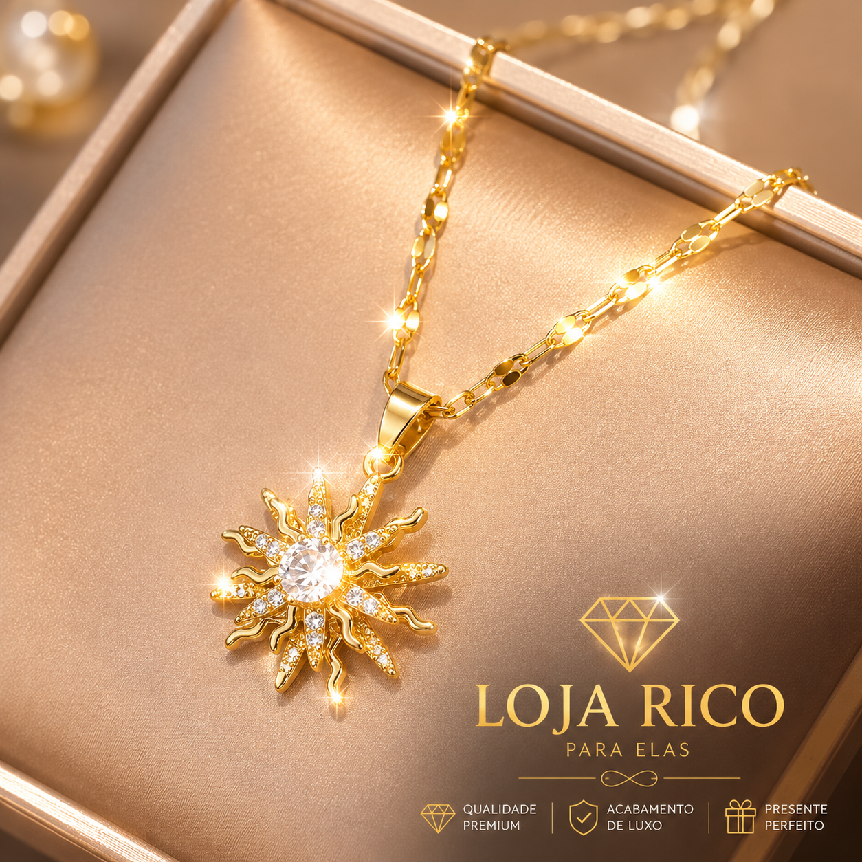 Colar Sol Zircônia