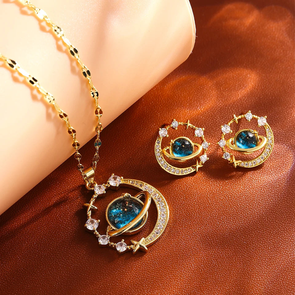Conjunto Galáxia Saturno Zircônias