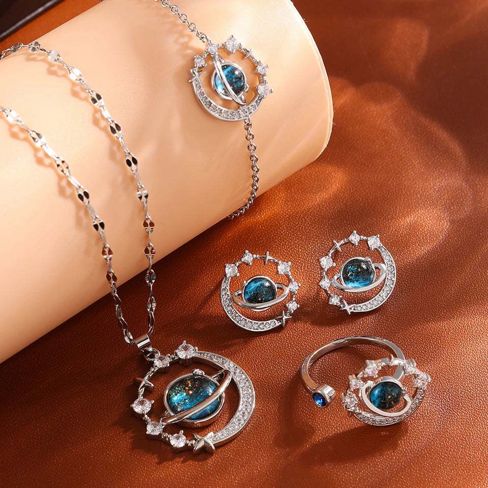 Conjunto Galáxia Saturno Zircônias