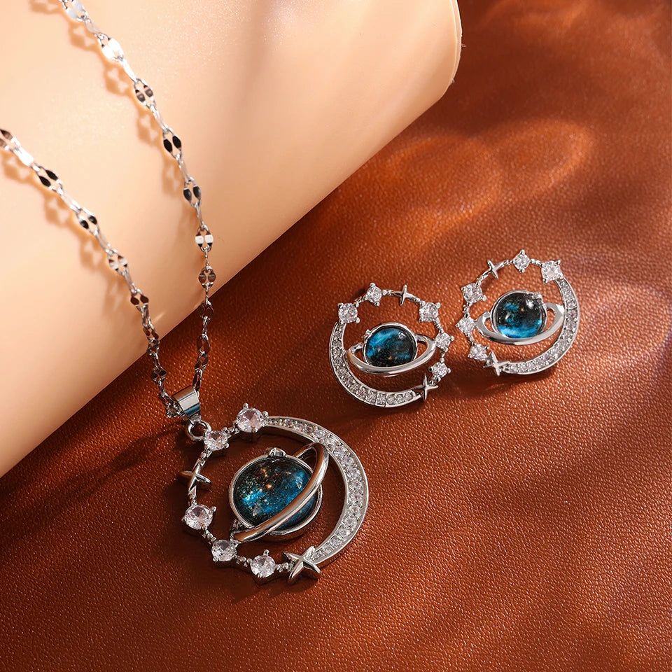 Conjunto Galáxia Saturno Zircônias