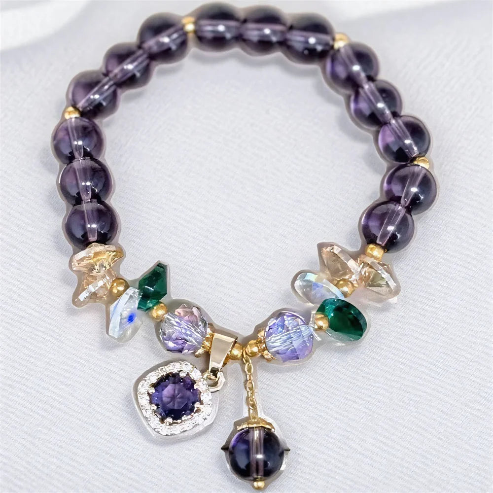 Pulseira Ametista e Cristais
